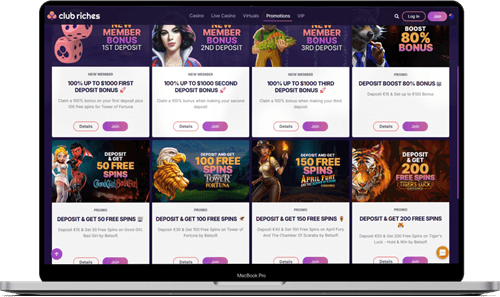 Club Riches Casino Bonuses and Promotions